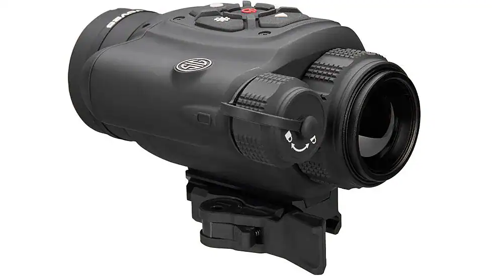 High-quality black tactical rifle scope with adjustable zoom and durable construction for outdoor adventure and hunting.