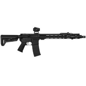 Enhanced tactical rifle with modern design, adjustable stock, and mounted optics; ideal for outdoor adventure gear, camping, shooting sports, and hunting enthusiasts.
