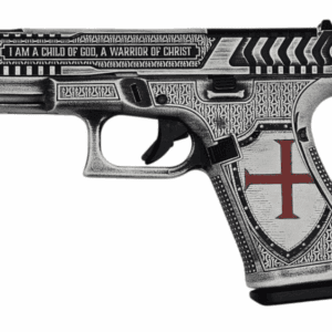 Custom Cerakote and Engraved Glock 19, "Templar" from Shark Coast Customs