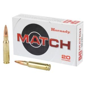 Hornady Match Ammunition, 308 Win, 168 GR, Boat Tail Hollow Point