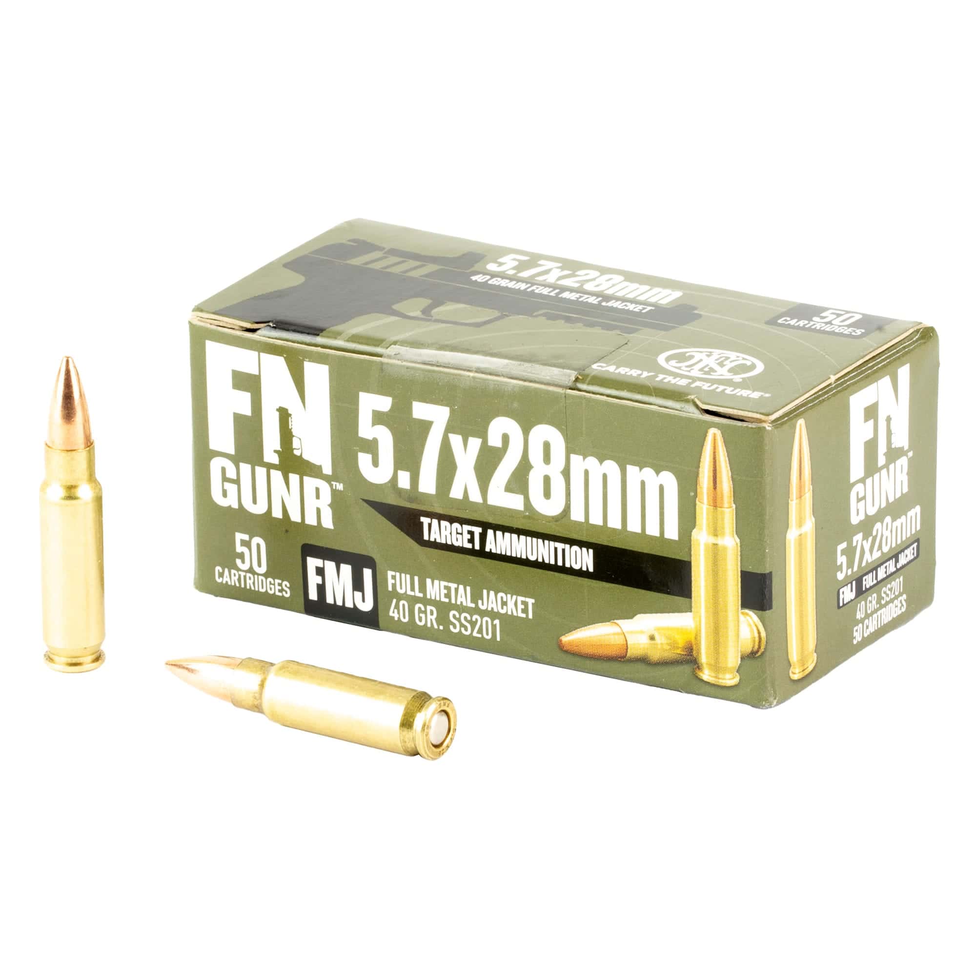 FN America, Gunner, Target Ammunition, 5.7X28MM, 40 Grain, Full Metal Jacket, 50 Round Box