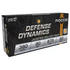 Fiocchi Ammunition, 380ACP, DEFENSE DYNAMICS, Centerfire Pistol, 90 Grain, JHP, 50 Rd