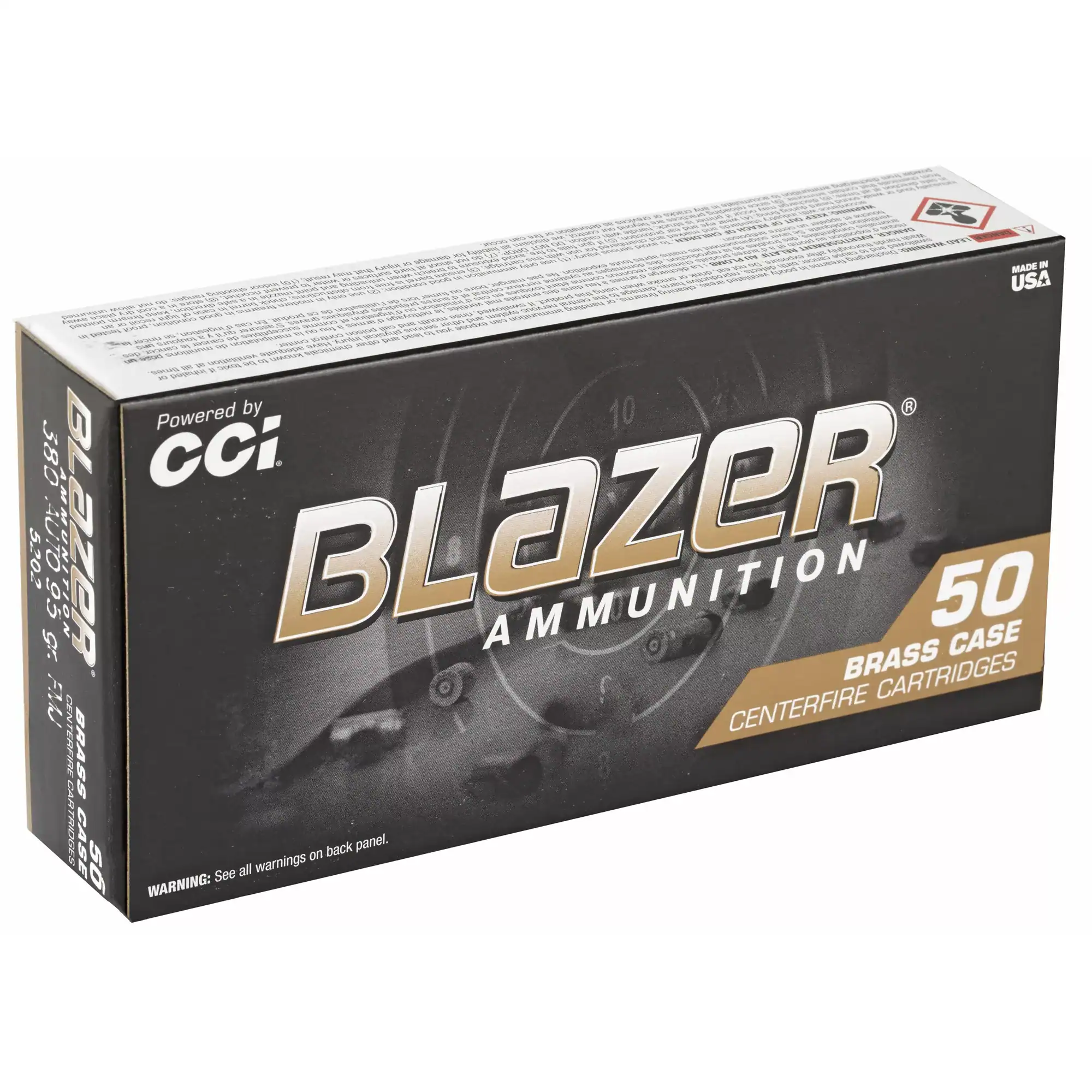 Blazer Ammunition, Blazer Brass, 380ACP, 95 Grain, Full Metal Jacket, 50 Round Box - Image 2