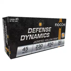 Fiocchi Ammunition, 45 ACP, Defense Dynamics, Centerfire Pistol, 200 Grain, JHP, 50 Rd