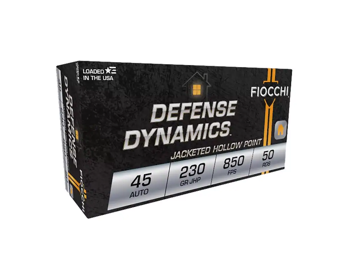 Fiocchi Ammunition, 45 ACP, Defense Dynamics, Centerfire Pistol, 200 Grain, JHP, 50 Rd