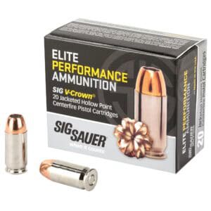 Sig Sauer Elite Performance V-Crown Ammunition, 45 ACP, 200 GR, Jacketed Hollow Point