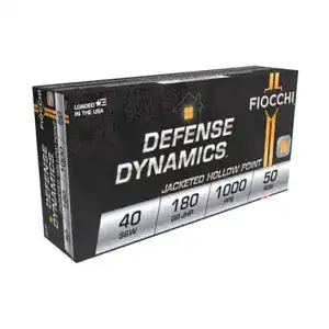 Fiocchi Defense Dynamics .40S&W 180 Grain JHP Brass Cased Pistol Ammunition 40SWE