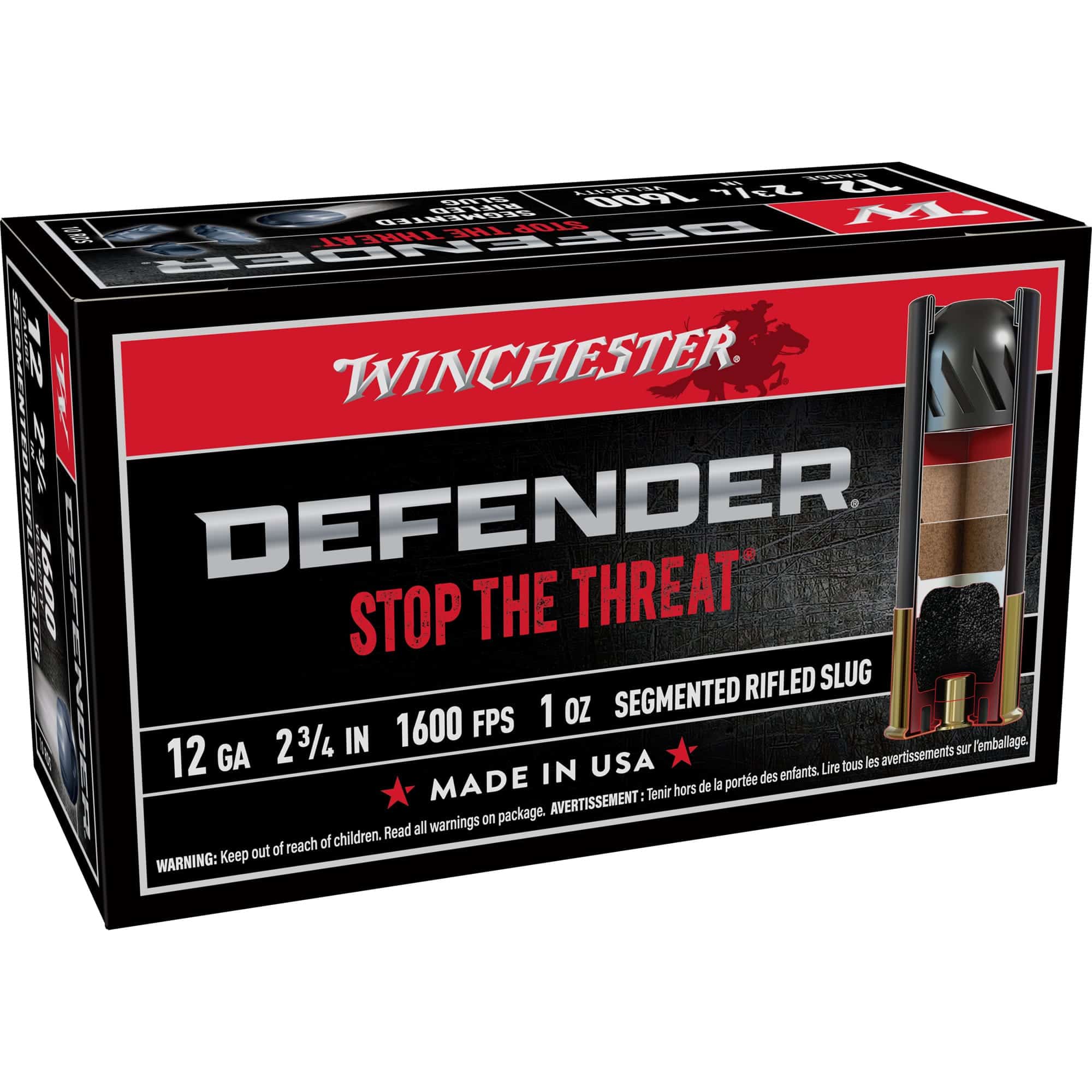 Winchester Ammunition, Defender, Supreme Elite, 12 Gauge, 2.75", 1 oz. Segmenting Slug, 10 Round Box