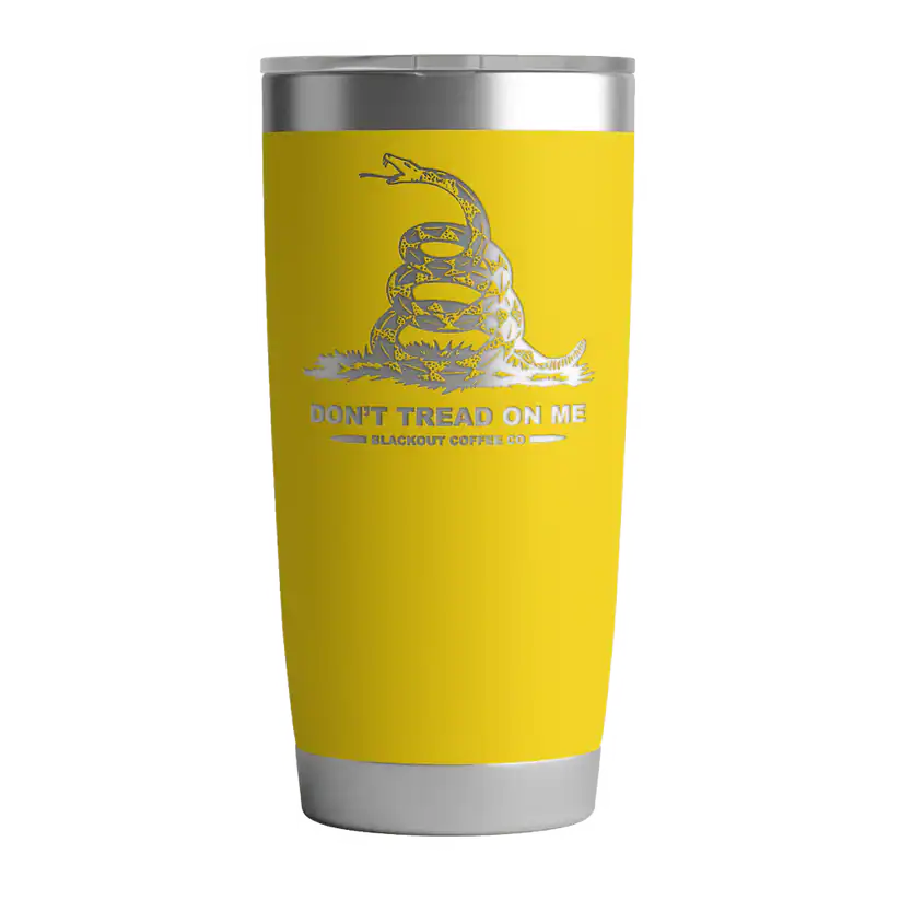 Blackout Coffee Co Tumbler Don't Tread on Me w/ Lid- 20oz Yellow