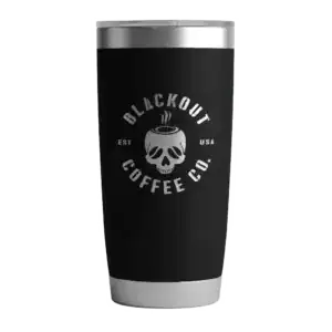 Blackout Coffee Co Tumbler Logo and US Flag w/ Lid- 20oz Black
