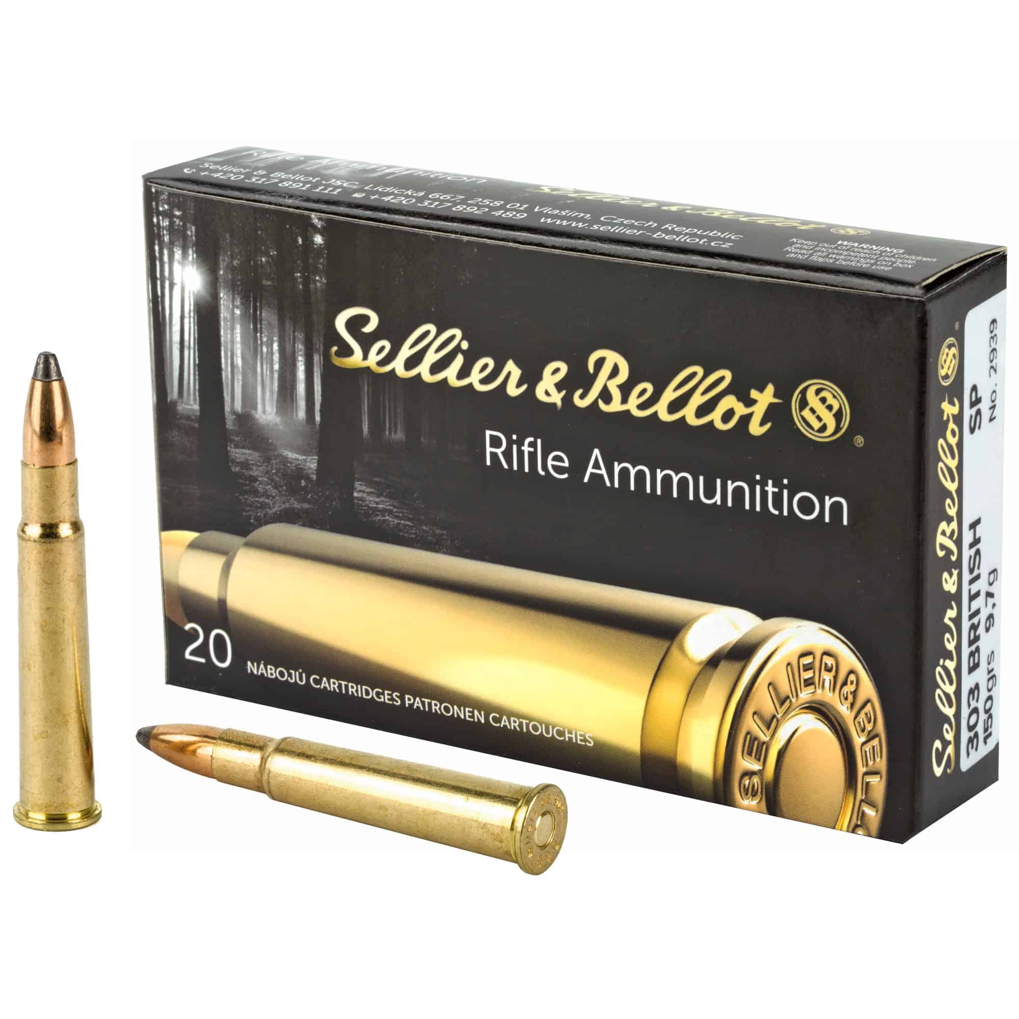 Sellier & Bellot, Rifle, 303 British, 150 Grain, Soft Point, 20 Round Box