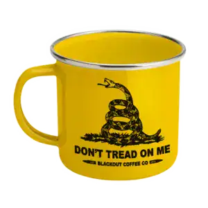 Blackout Coffee Co -Don't Tread On Me Enamel Steel Mug 12 oz