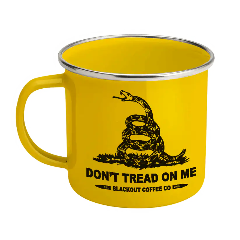 Blackout Coffee Co -Don't Tread On Me Enamel Steel Mug 12 oz