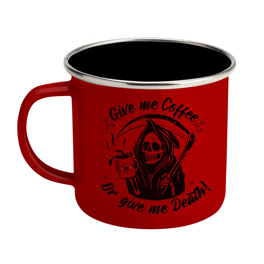 Operation Blackout Coffee Co. Give Me Coffee & Flag Enamel Steel Mug 12oz