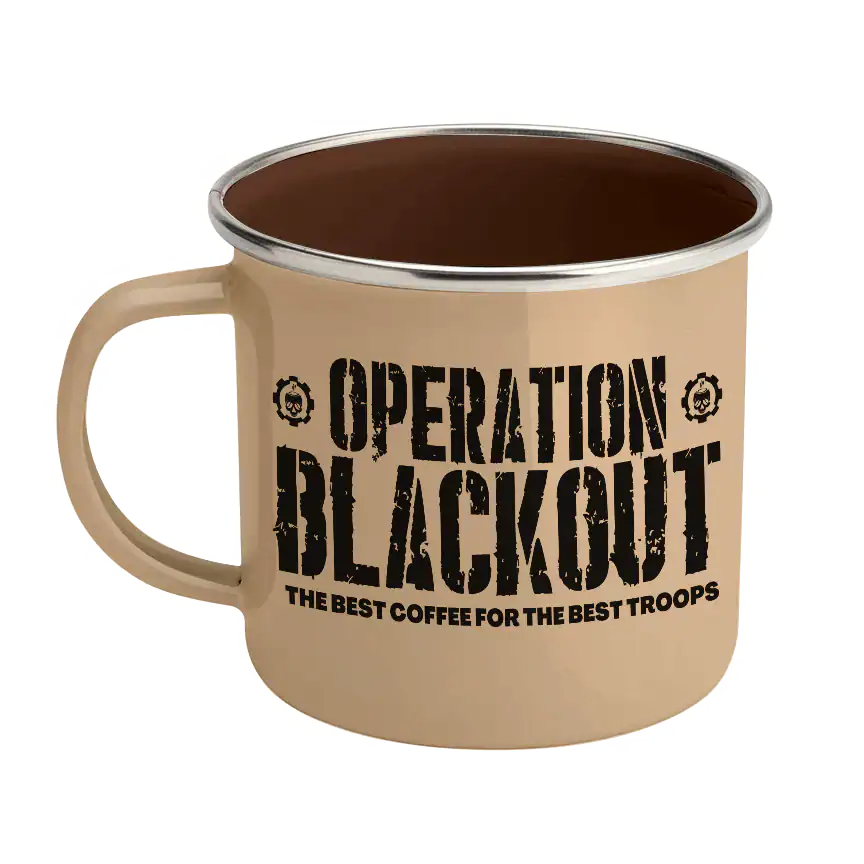 Operation Blackout Coffee Co. Logo & Flag Enamel Steel Mug 12oz