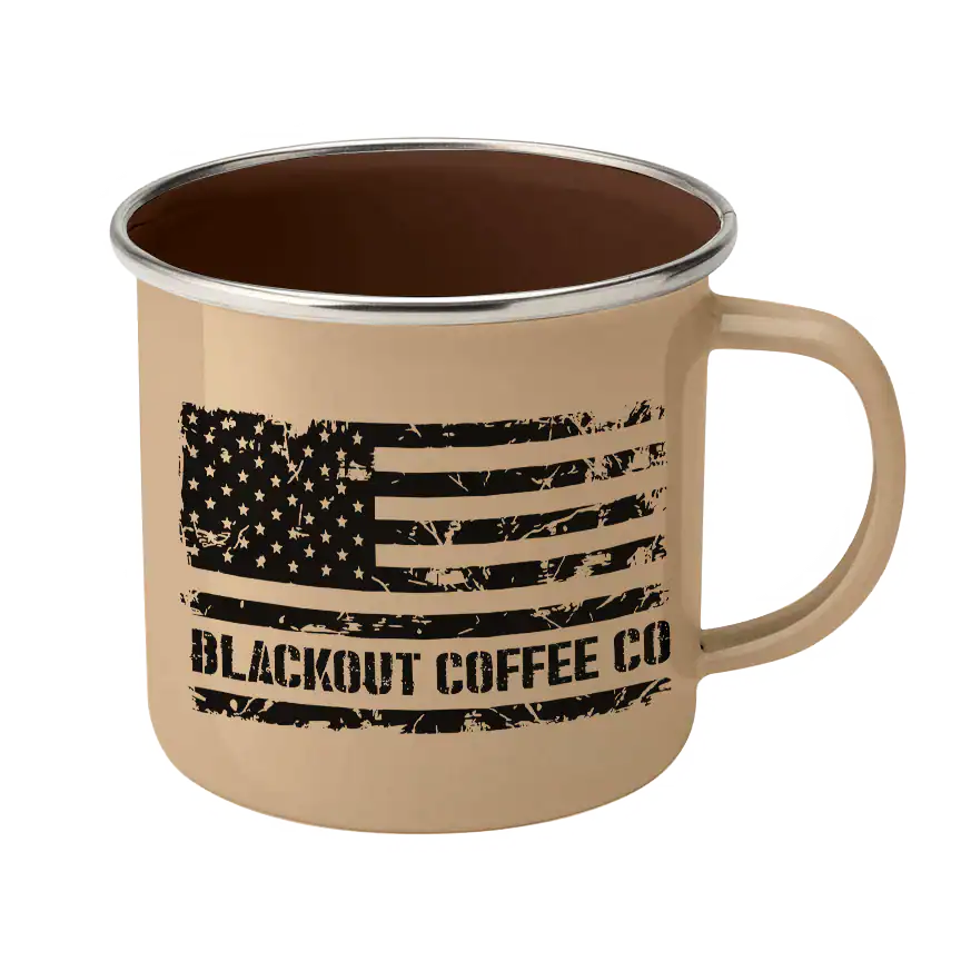 Operation Blackout Coffee Co. Logo & Flag Enamel Steel Mug 12oz - Image 2