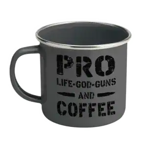 Operation Blackout Coffee Co. Pro Life-God-Guns-Coffee Enamel Steel Mug 12oz