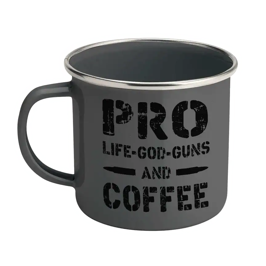 Operation Blackout Coffee Co. Pro Life-God-Guns-Coffee Enamel Steel Mug 12oz