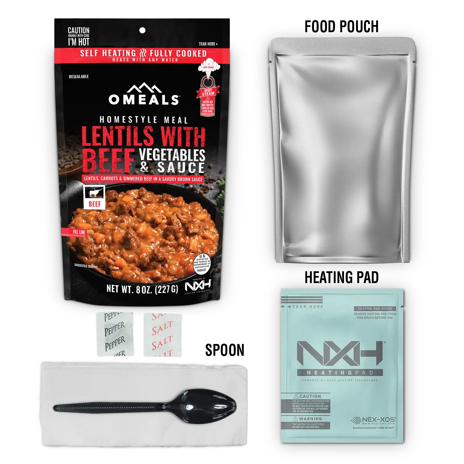 OMEALS Lentils with Beef MRE Ready-to-Eat Meal - Image 3