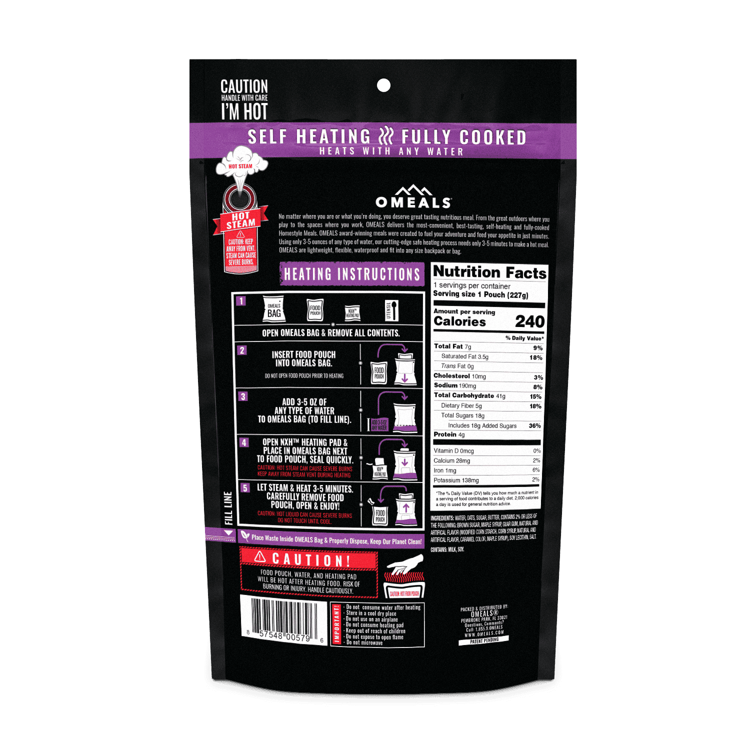 OMEALS Maple Brown Sugar Oatmeal MRE Ready-to-Eat Meal - Image 2