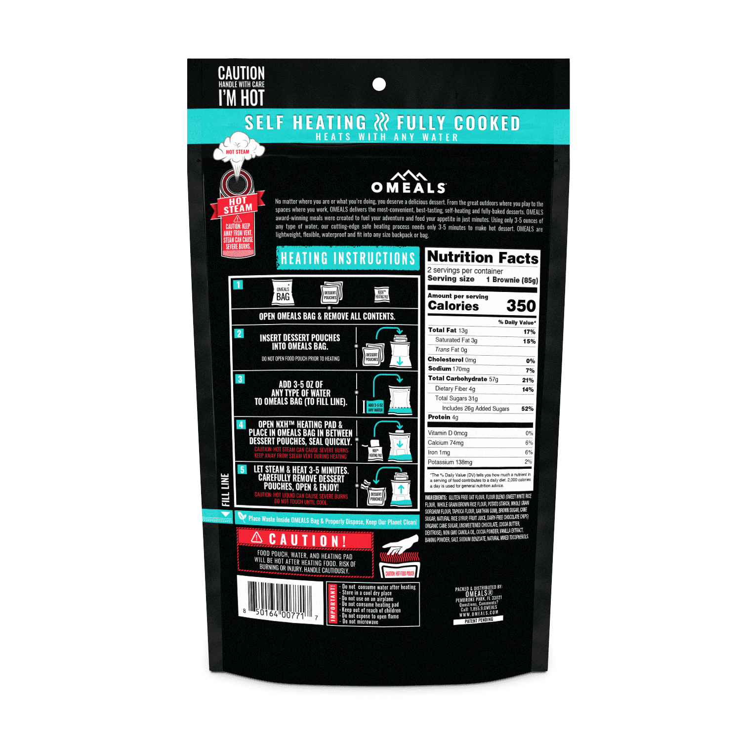 OMEALS Molten Brownies MRE Ready-to-Eat Meal - Image 2