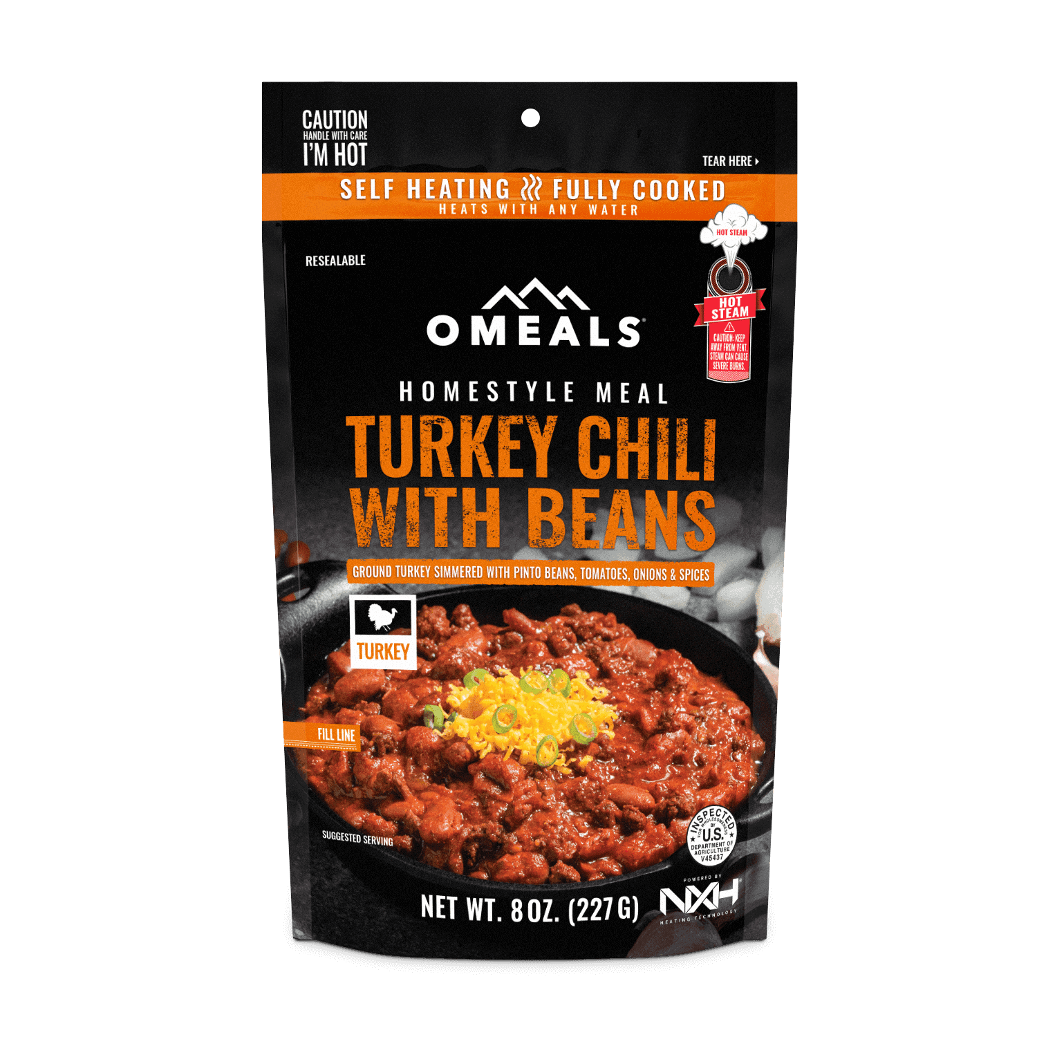 OMEALS Turkey Chili with Beans MRE Ready-to-Eat Meal