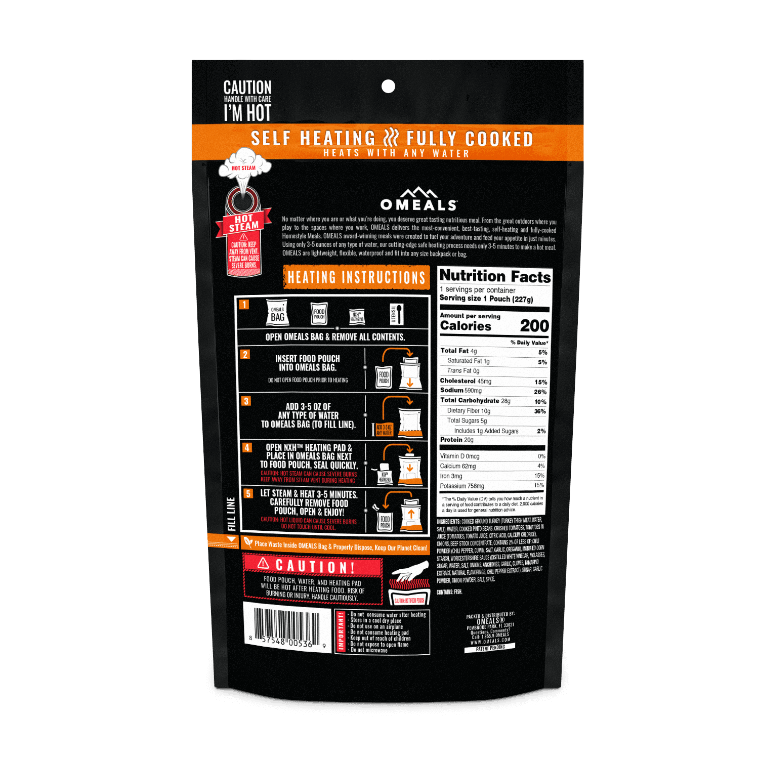 OMEALS Turkey Chili with Beans MRE Ready-to-Eat Meal - Image 2