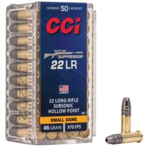 CCI Suppressor .22 LR 45gr. Subsonic Hollow Point 50Rnd Rimfire Ammo