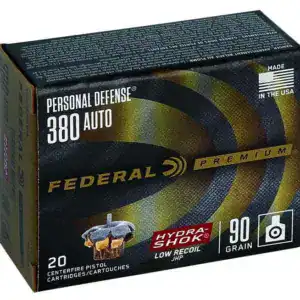 FEDERAL 380 AUTO 90GR HYDRA-SHOK JHP 20 RD/BX 10 BX/CS