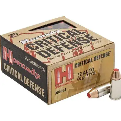 HORNADY CRITICAL DEFENSE 32AUTO 60G FTX 25RD BX 250RD CASE - Image 4