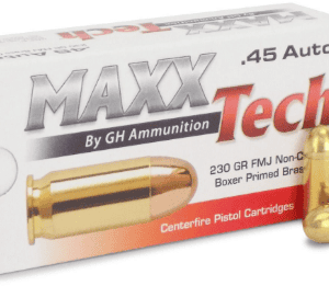 MAXX TECH 45ACP FMJ BOXER PRIMED 230GR  50RD/BOX 10 BOX PER CACSE