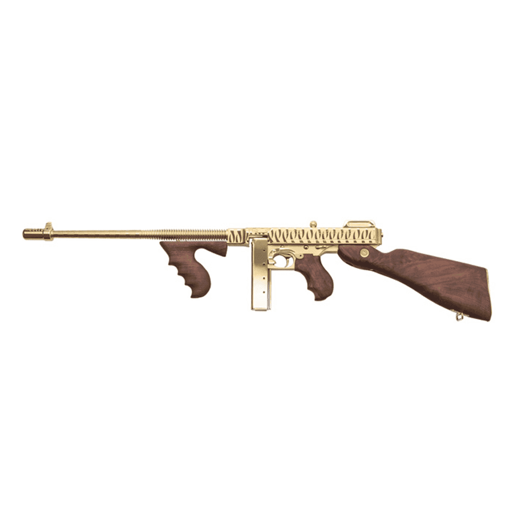 THOMPSON 1927A1 DELUXE CARBINE .45 CAL W/50RD DR & 20RD GOLD TIGER STRIPE
