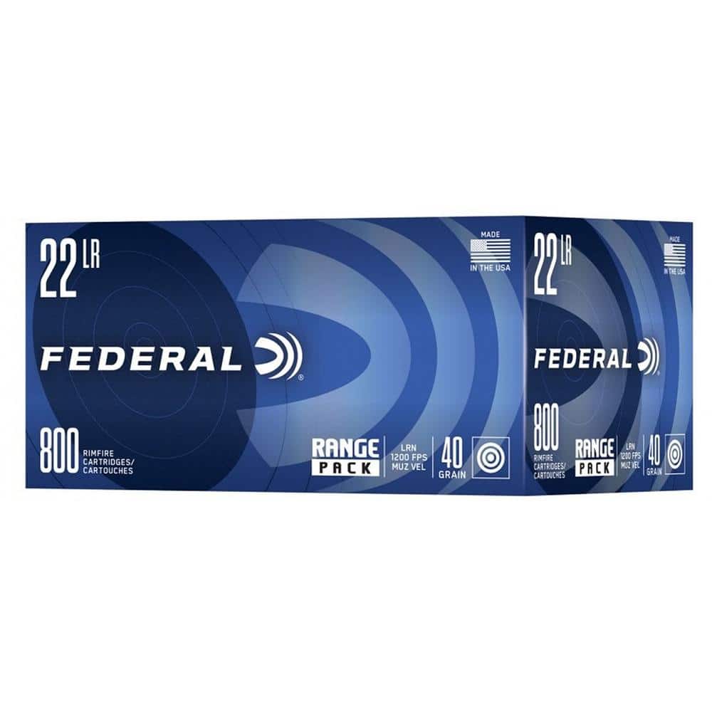 Federal Range Pack Rimfire Ammunition .22LR 40gr LRN 1200 fps 3200/ct Case (4-800/ct Boxes)
