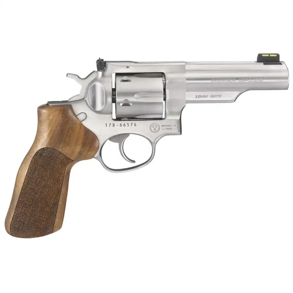 RUGER GP100 MTCH CHMP 10MM REV 4.2" STS HGE WD GRP FO ADJ SGHT