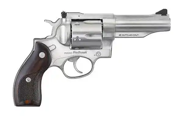 RUGER REDHWK 45ACP REV 4.2" STS LSRD WOOD GRP FO ADJ SGHT