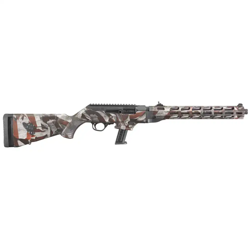 RUG PC CARB 9MM AM FLAG RFL 16.1" THRD FLTD W/HG 17RD