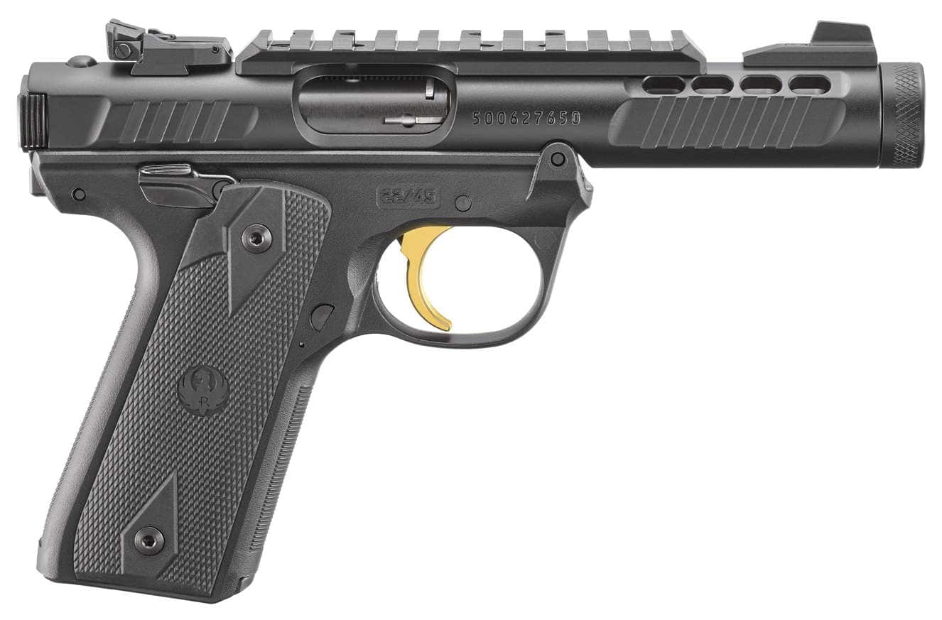 RUGER MRK IV 22/45LTE 22LR 4.4" T.B. BLACK ANODIZED BLACK GRIPS 2-10RD MAGS