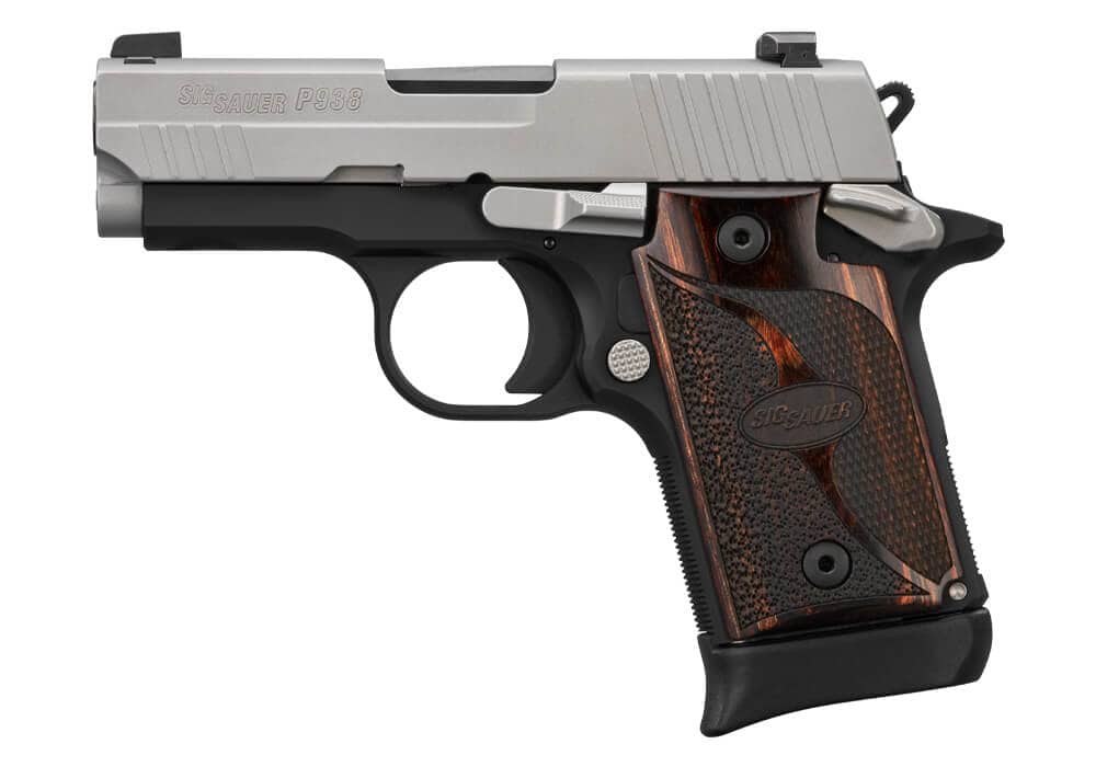 SIG SAUER P938 TWO TONE 9MM STS/BLK WALNUT GRIP 3" N.S. 1-6RD 1-7RD MAG - Image 2