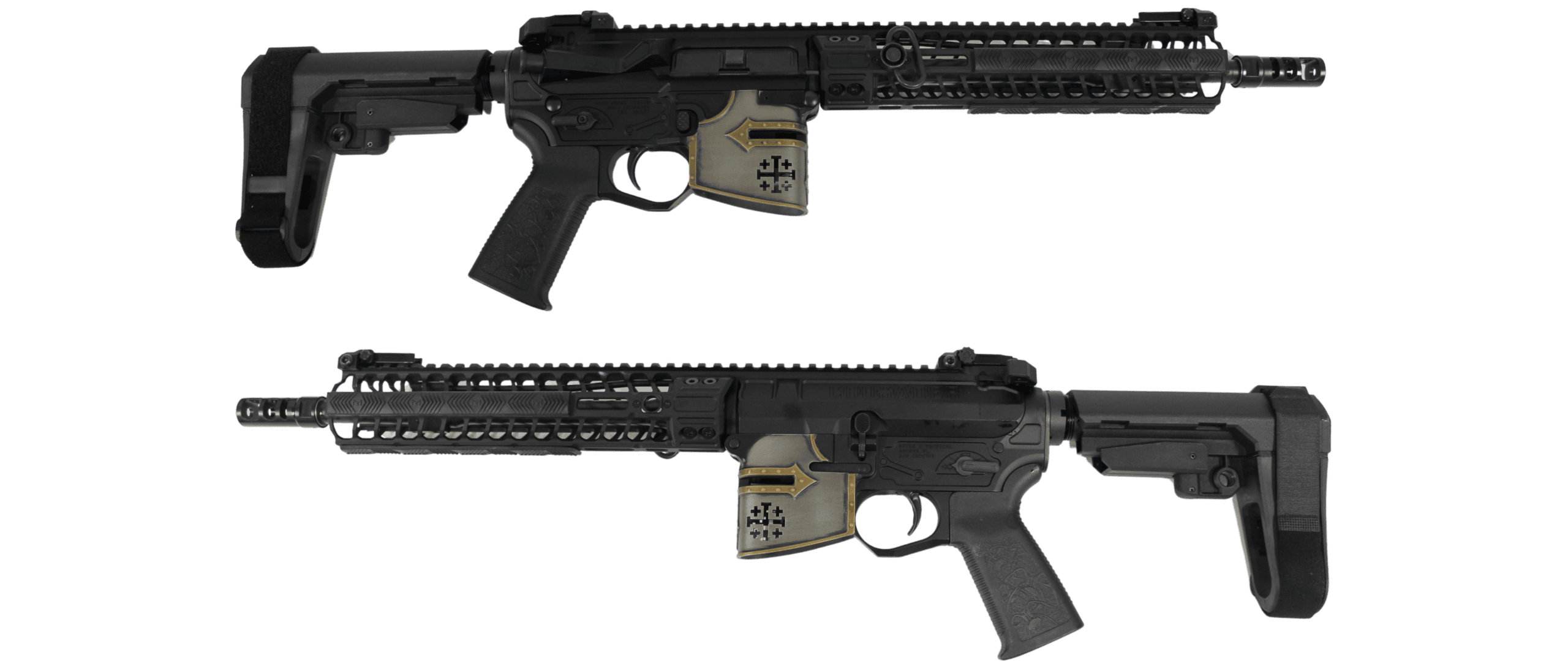 SPIKES TACT RARE BREED CRUSADER 11.5" 5.56 PISTL 10" M-LOK W SB3 BRACE & R2