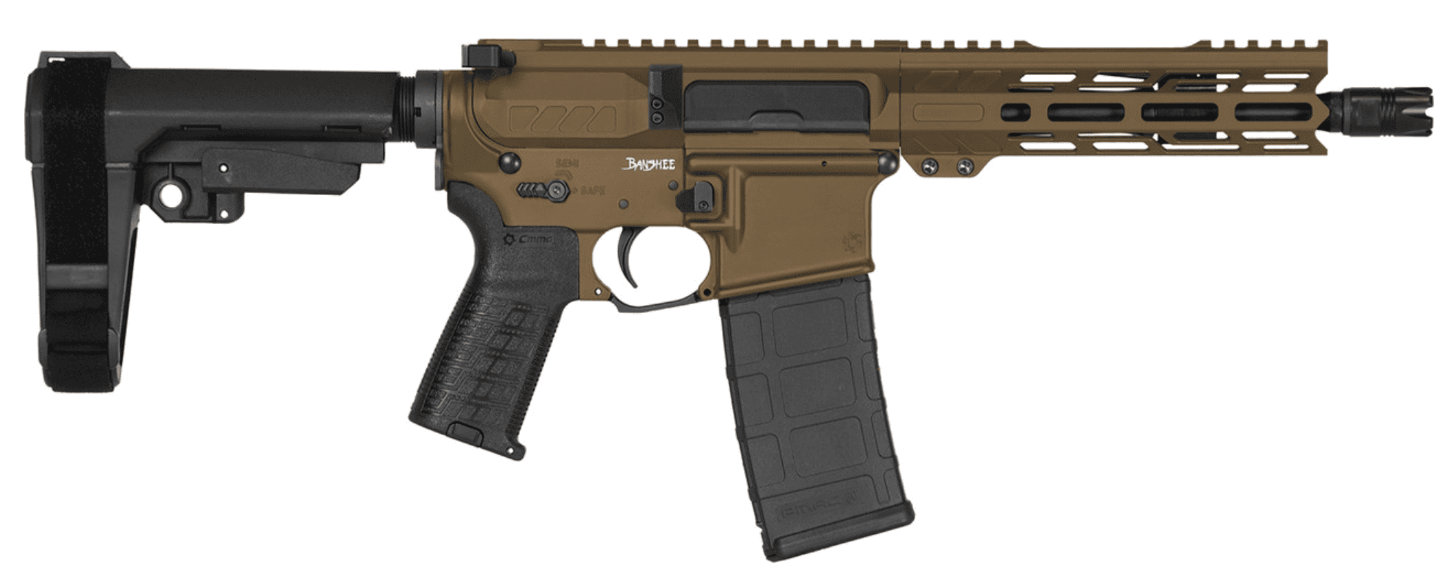 CMMG PISTOL, BANSHEE, MK4, 300BLK, 8", MID BRNZ W/ADJ RIP BRACE