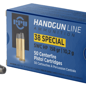 PPU .38 SPECIAL SWC HP 158G 50RD BOX 10 BOXES PER CASE